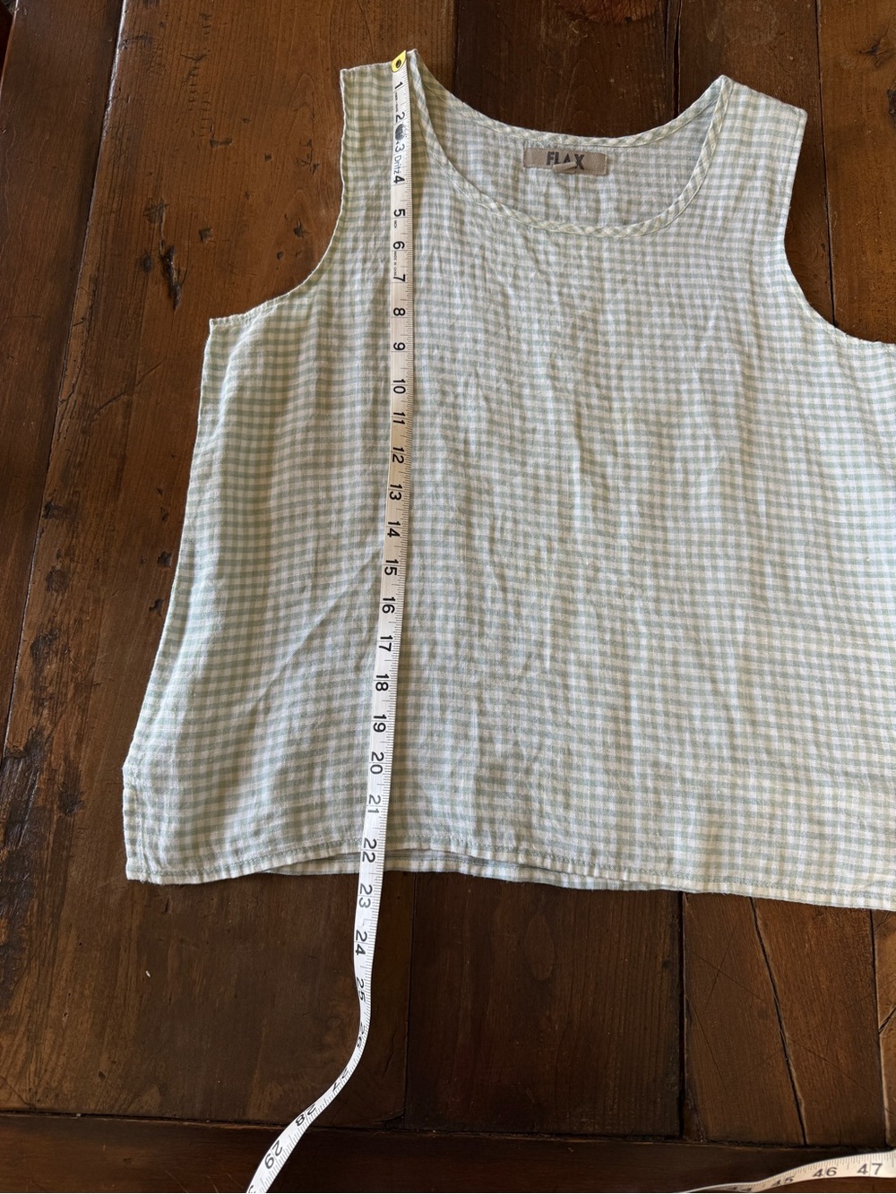 FLAX Light Green Gingham Sleeveless Tank Top - Picture 2 of 11
